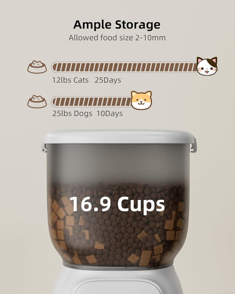 WiFi Cat Feeder: App-Controlled, 15 Portions, Dual Power - 10 Meals/Day (4L)