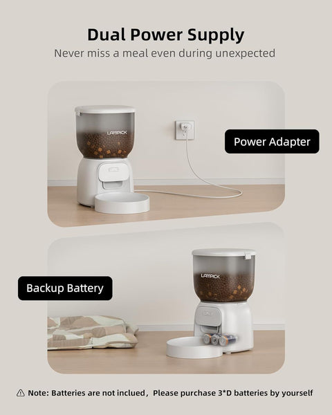 WiFi Cat Feeder: App-Controlled, 15 Portions, Dual Power - 10 Meals/Day (4L)